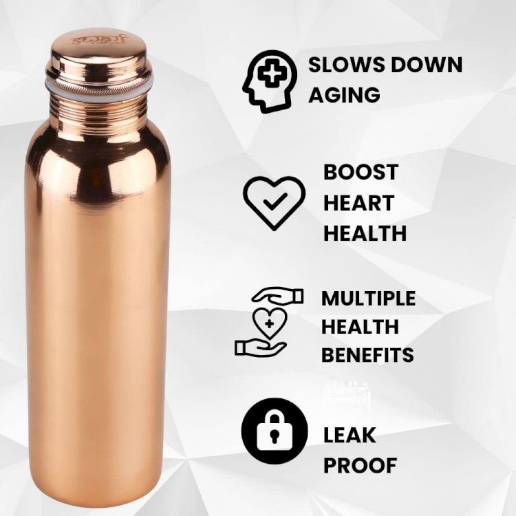 Prakti Copper Wellness Water Bottle: 100% Pure Copper for Hydration